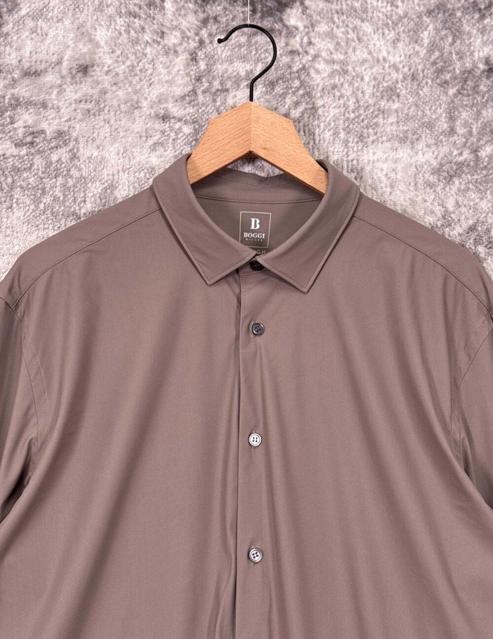Boggi Milano B Tech Shirt XL Mens Brown Stretch Nylon Long Sleeve